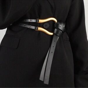 Luxe Vegan Leather Gold Tone Wrap Belt